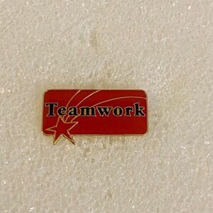 Vintage Teamwork Red Enamel Shooting Star Lapel Pin